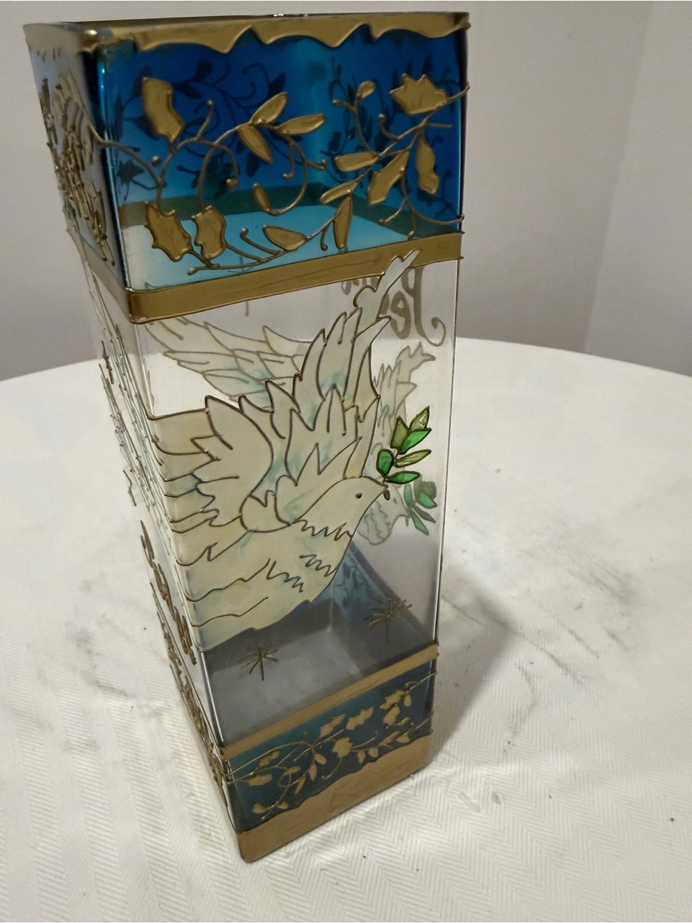 Joan Baker Designs Peace Dove Stained Glass Votive Candle Holder 2003 - Picture 3 of 6